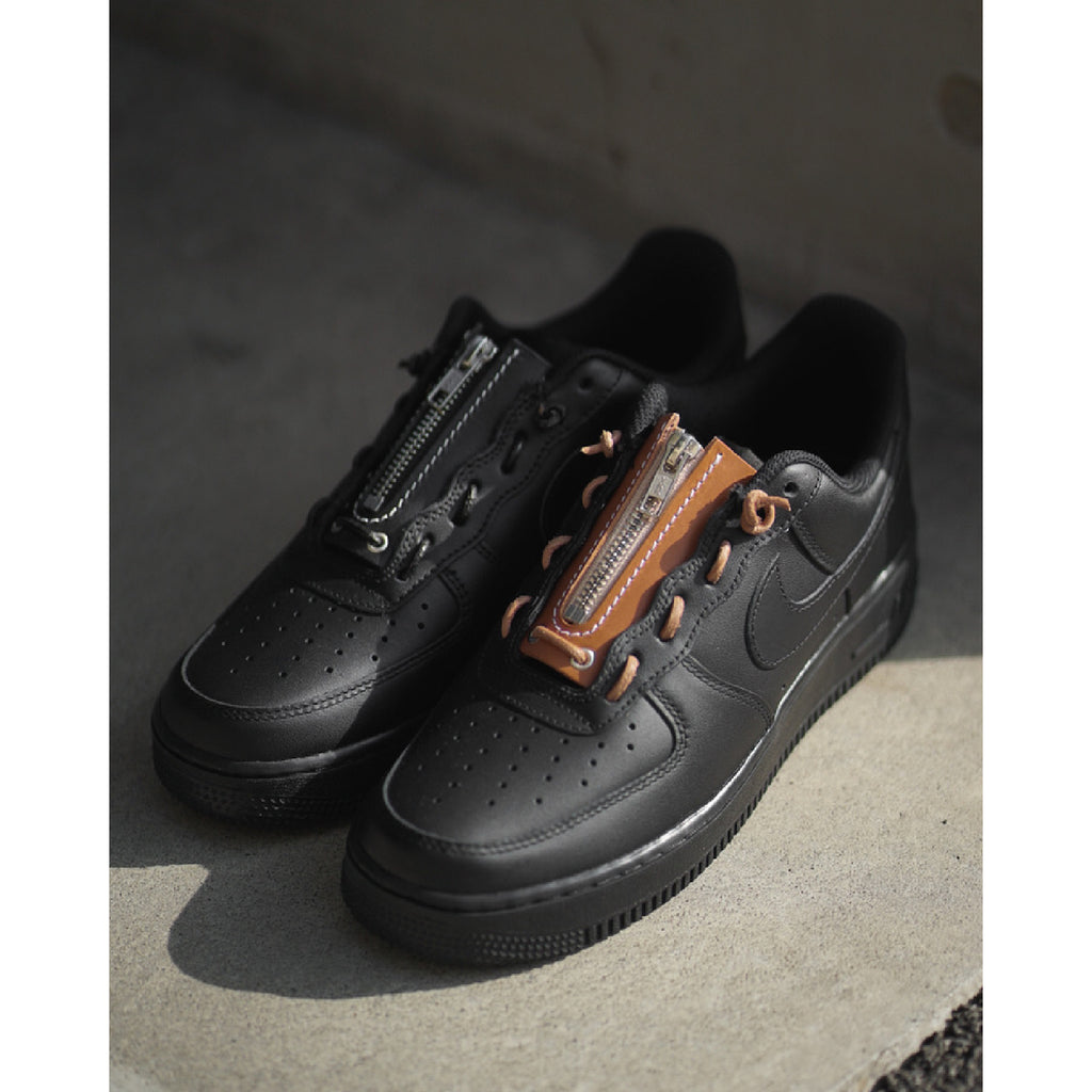 Nike AirForce1 Low / Sneaker Custom Zipper Unit Black czaf01b